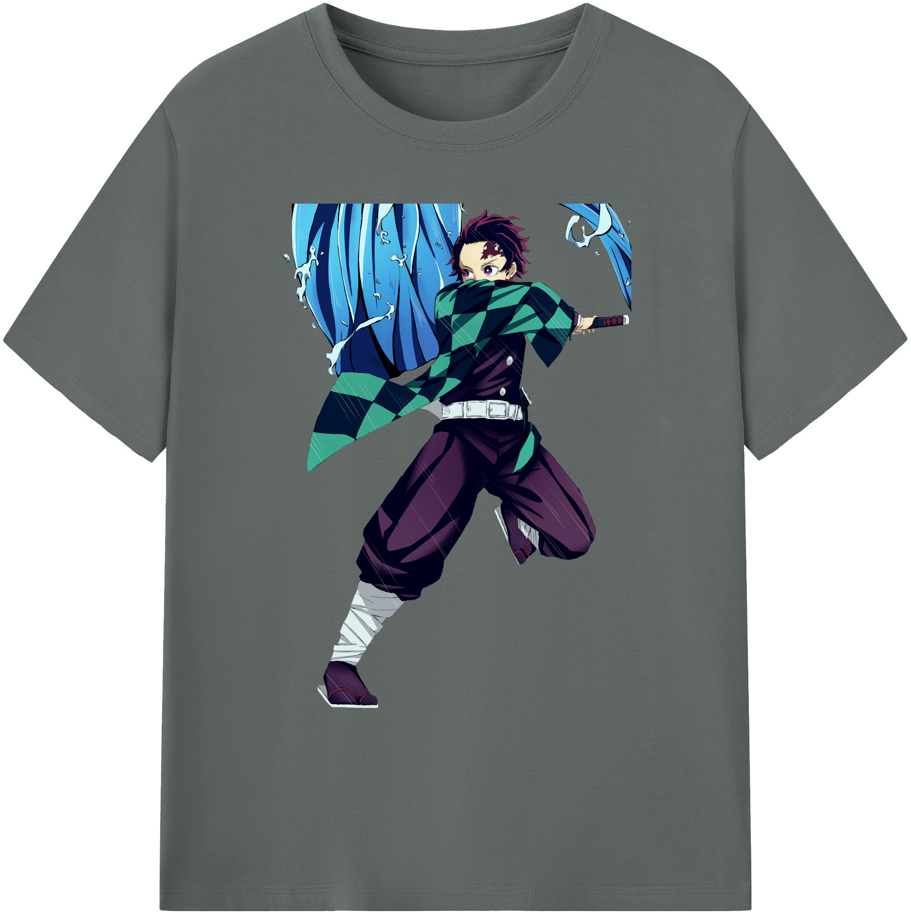 （画像用） 鬼滅の刃 竈門 炭治郎／かまど たんじろう Kamado Tanjirou 綿100％ メンズ半袖Tシャツ｜肌触りやわらか＆通気性